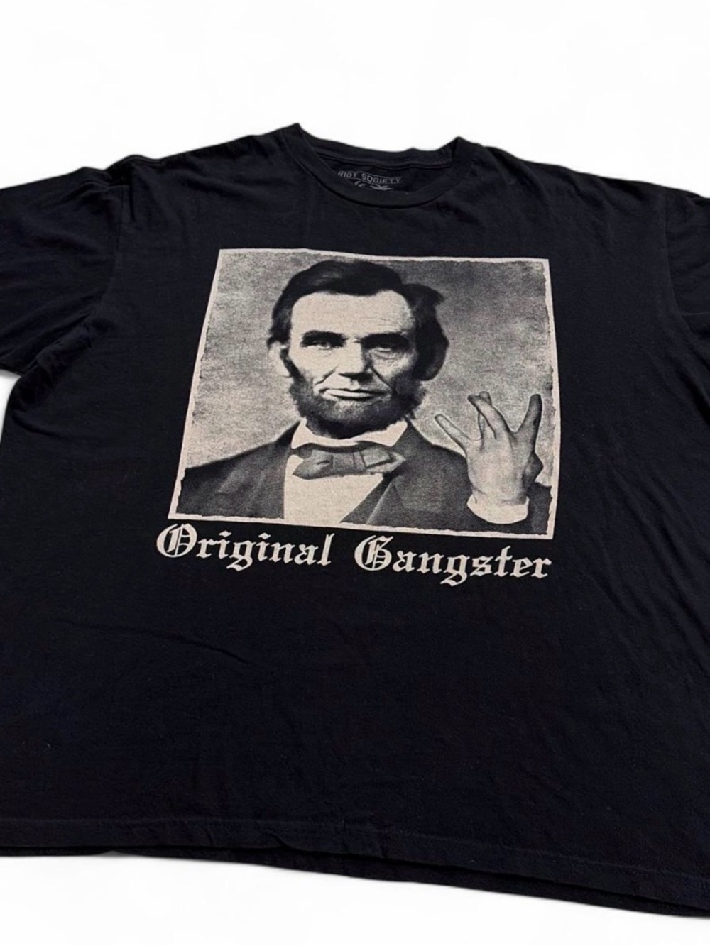 RIOT SOCIETY Black Graphic 'Original Gangster' Men's T‑Shirt Sz XL gently used